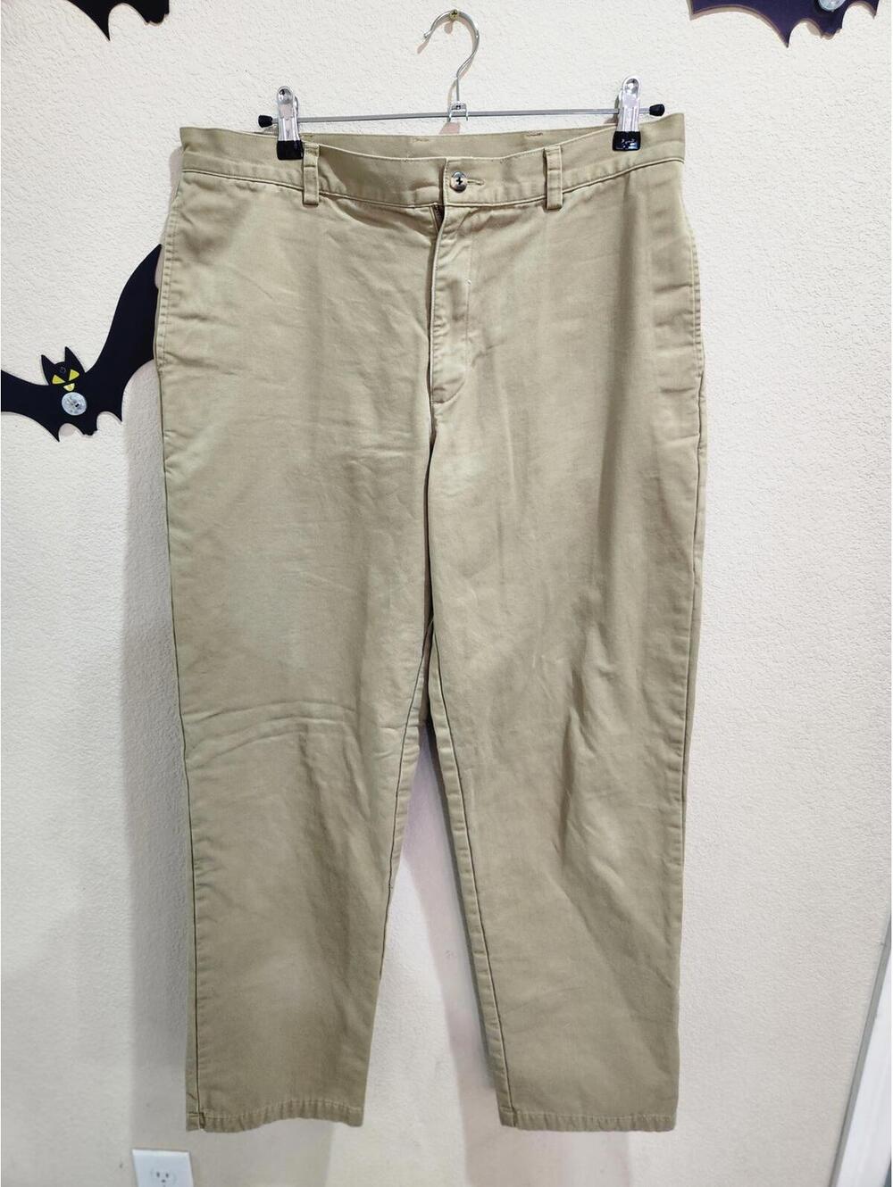 L.L. Bean Natural Fit Flannel lined Men's Beige pants Size 34 x34 (34x30) Cotton